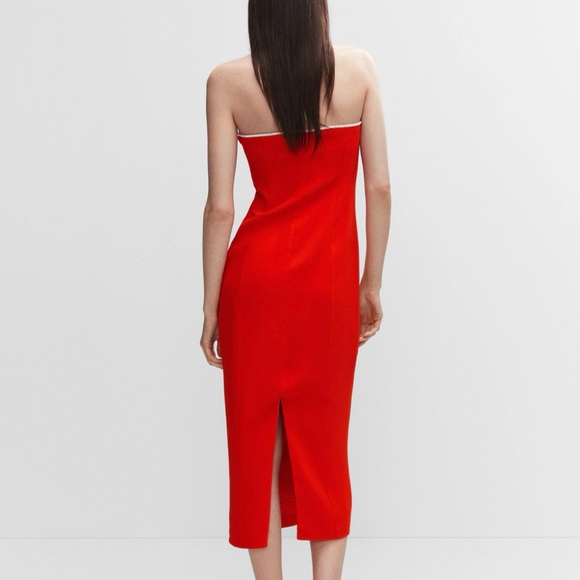 Mango Red Strapless Bodycon Cocktail Dress